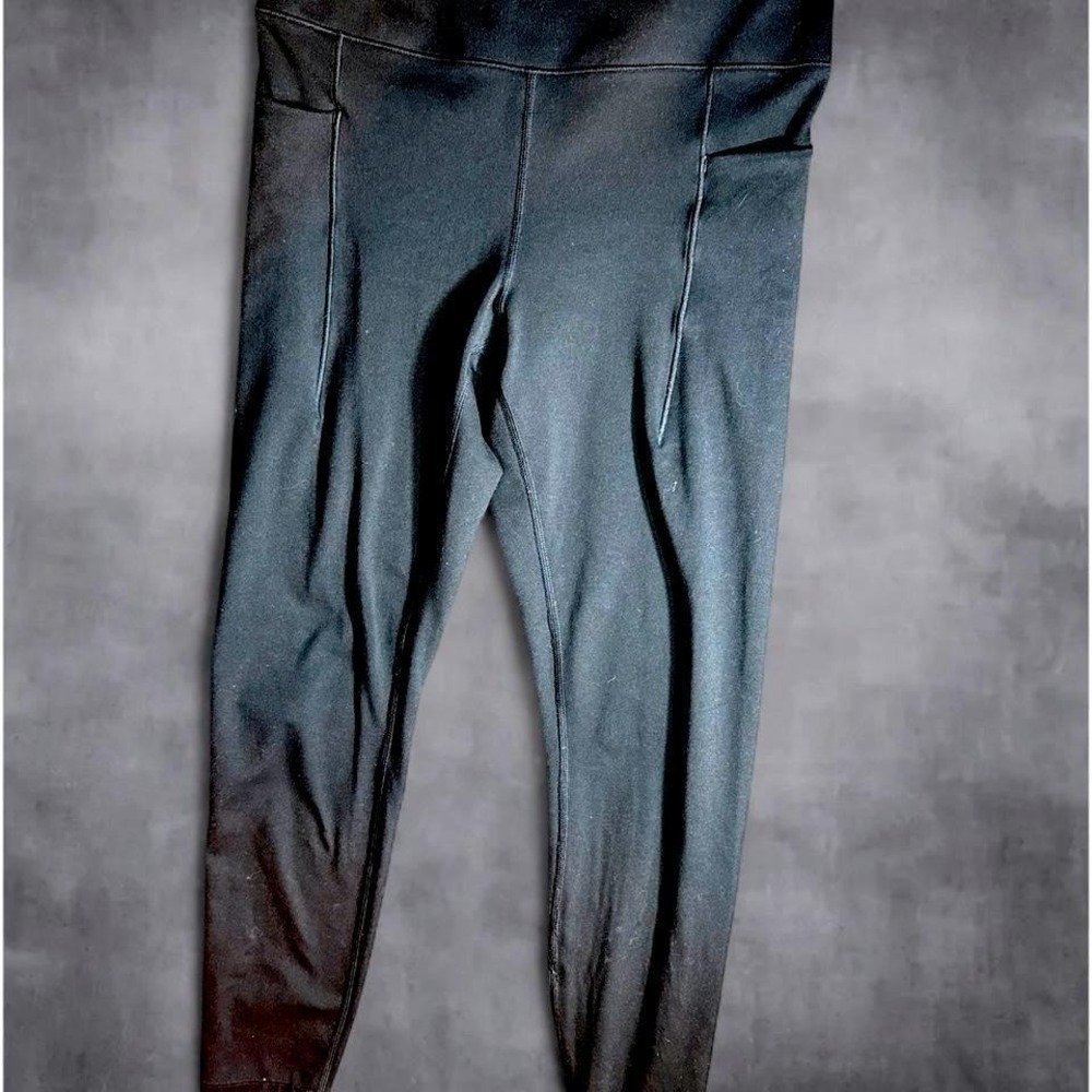 Danskin Womens Black High Waisted Active Leggings with Side Pockets Size S